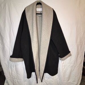 Evan-Picone Vintage Union Workers Made Brown Wool, 2 Tone Open Long Coat SZ 10